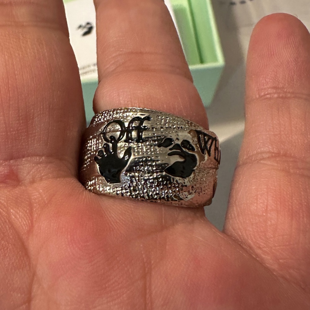 Off-White Swimming Logo Ring - New in Box - Size 62 (US 10) - Picture 3 of 10